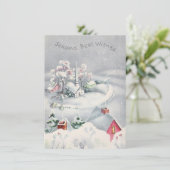 Vintage kerstkerk Winter Scene Feestdagenkaart (Staand voorkant)