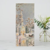 Vintage kerstkerk Winter Scene Feestdagenkaart (Staand voorkant)