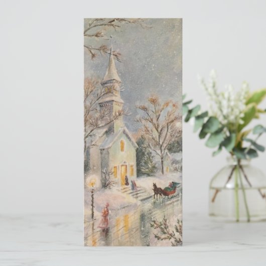 Vintage kerstkerk Winter Scene Feestdagenkaart