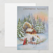 Vintage kerstkerk Winter Scene Feestdagenkaart (Voorkant / Achterkant)