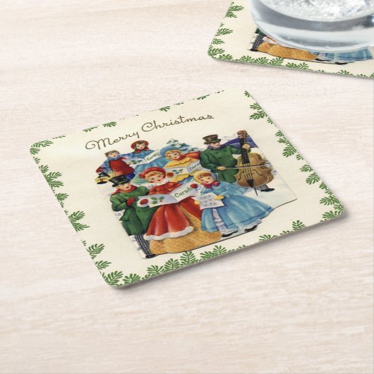 Vintage Kerstkerkerkerkerst Kartonnen Onderzetters (Schuin)