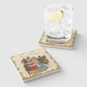 Vintage Kerstkerkerkerkerst Stenen Onderzetter (Zijkant)