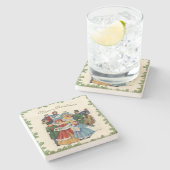 Vintage Kerstkerkerkerkerst Stenen Onderzetter (Zijkant)