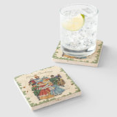 Vintage Kerstkerkerkerkerst Stenen Onderzetter (Zijkant)