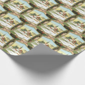 Vintage Kerstkerkgenootschap betegeld Cadeaupapier (Hoek)