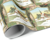 Vintage Kerstkerkgenootschap betegeld Cadeaupapier (Rol Hoek)