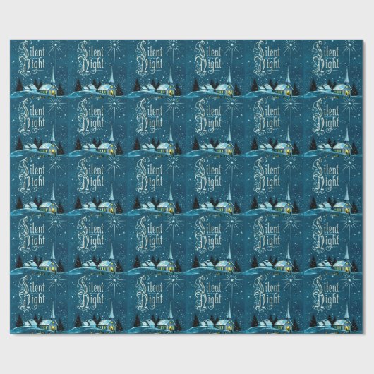 Vintage Kerstkerkkerk Silent Night Cadeaupapier (Vlak)