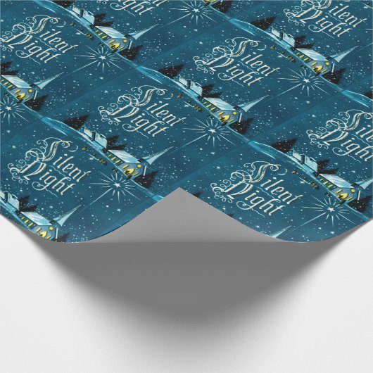 Vintage Kerstkerkkerk Silent Night Cadeaupapier (Hoek)