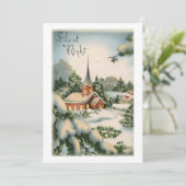 Vintage Kerstkerkkerk Silent Night Feestdagenkaart (Staand voorkant)