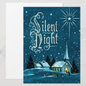 Vintage Kerstkerkkerk Silent Night Feestdagenkaart (Voorkant / Achterkant)