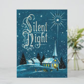 Vintage Kerstkerkkerk Silent Night Feestdagenkaart (Staand voorkant)