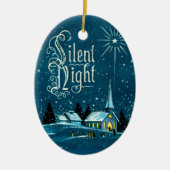 Vintage Kerstkerkkerk Silent Night Keramisch Ornament (Voorkant)