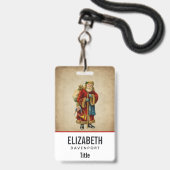 Vintage-kerstkerstbejaarde wereldkerstbedekking badge (Achterkant met koord)