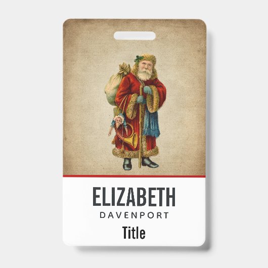 Vintage-kerstkerstbejaarde wereldkerstbedekking badge (Voorkant)