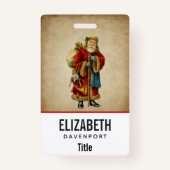 Vintage-kerstkerstbejaarde wereldkerstbedekking badge (Voorkant)