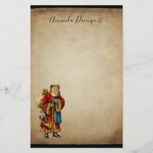 Vintage-kerstkerstbejaarde wereldkerstbedekking briefpapier (Voorkant)