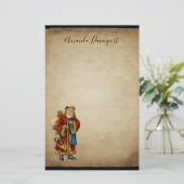 Vintage-kerstkerstbejaarde wereldkerstbedekking briefpapier (Staand voorkant)