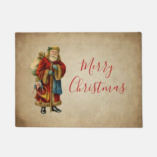 Vintage-kerstkerstbejaarde wereldkerstbedekking deurmat (Voorkant)