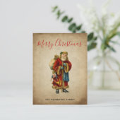 Vintage-kerstkerstbejaarde wereldkerstbedekking feestdagenkaart (Staand voorkant)