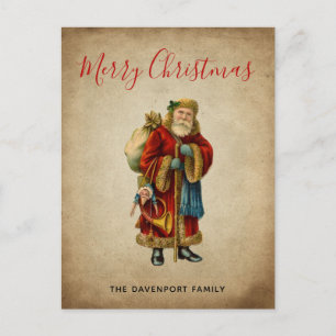 Vintage-kerstkerstbejaarde wereldkerstbedekking feestdagenkaart