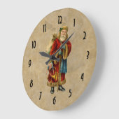 Vintage-kerstkerstbejaarde wereldkerstbedekking grote klok (Hoek)