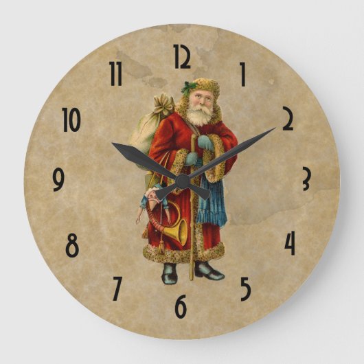 Vintage-kerstkerstbejaarde wereldkerstbedekking grote klok (Voorkant)