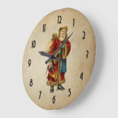 Vintage-kerstkerstbejaarde wereldkerstbedekking grote klok (Hoek)