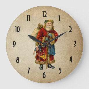 Vintage-kerstkerstbejaarde wereldkerstbedekking grote klok