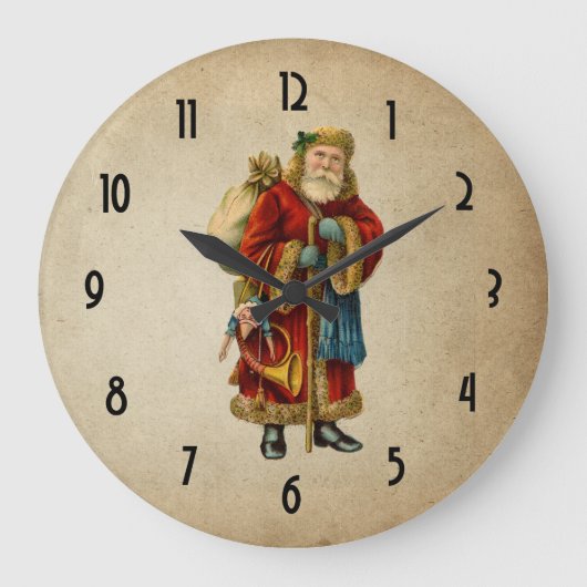 Vintage-kerstkerstbejaarde wereldkerstbedekking grote klok (Voorkant)