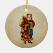Vintage-kerstkerstbejaarde wereldkerstbedekking keramisch ornament (Voorkant)
