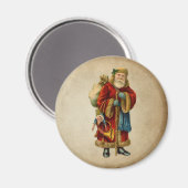 Vintage-kerstkerstbejaarde wereldkerstbedekking magneet (Voorkant / Achterkant)