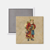 Vintage-kerstkerstbejaarde wereldkerstbedekking magneet (Voorkant / Achterkant)