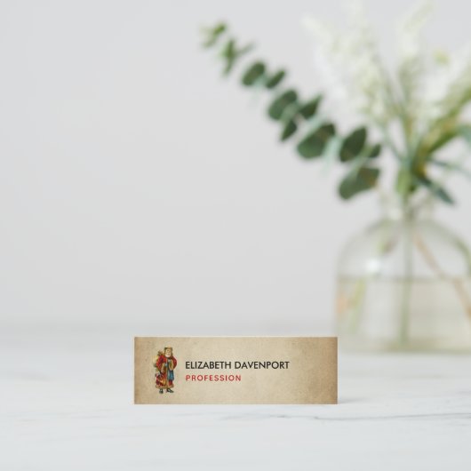 Vintage-kerstkerstbejaarde wereldkerstbedekking mini visitekaartje (Staand voorkant)