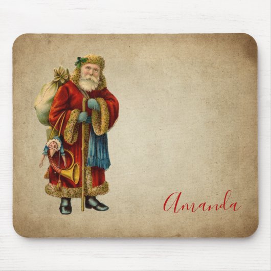 Vintage-kerstkerstbejaarde wereldkerstbedekking muismat (Voorkant)