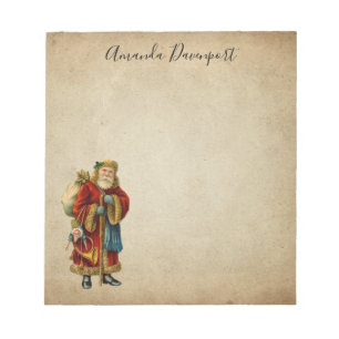 Vintage-kerstkerstbejaarde wereldkerstbedekking notitieblok