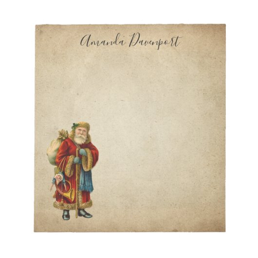 Vintage-kerstkerstbejaarde wereldkerstbedekking notitieblok (Voorkant)