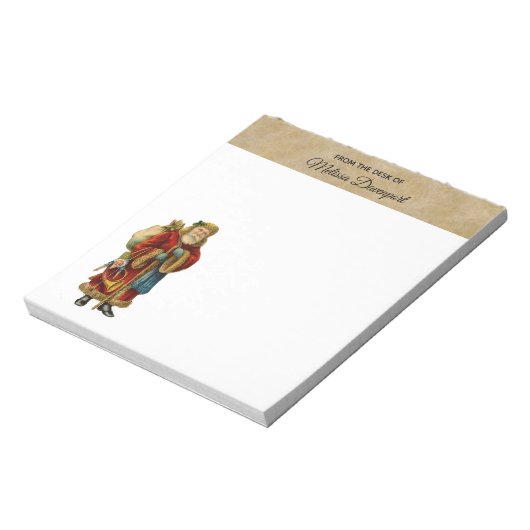 Vintage-kerstkerstbejaarde wereldkerstbedekking notitieblok (Linkerzijde)