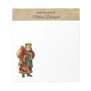 Vintage-kerstkerstbejaarde wereldkerstbedekking notitieblok