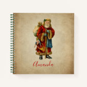 Vintage-kerstkerstbejaarde wereldkerstbedekking notitieboek (Voorkant)