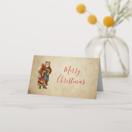 Vintage-kerstkerstbejaarde wereldkerstbedekking plaatskaartje (Voorkant)