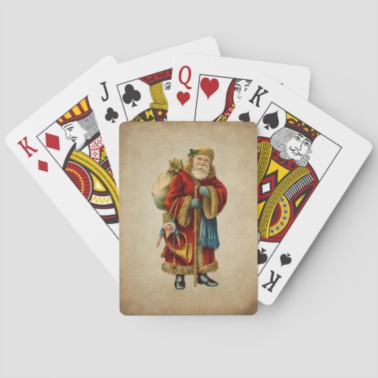 Vintage-kerstkerstbejaarde wereldkerstbedekking pokerkaarten (Achterkant)