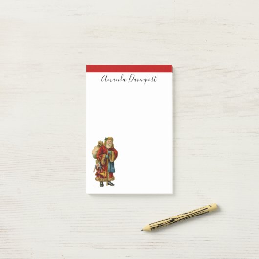 Vintage-kerstkerstbejaarde wereldkerstbedekking post-it® notes (Op bureau)