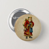 Vintage-kerstkerstbejaarde wereldkerstbedekking ronde button 5,7 cm (Voorkant /achterkant)