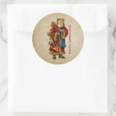 Vintage-kerstkerstbejaarde wereldkerstbedekking ronde sticker (Tas)