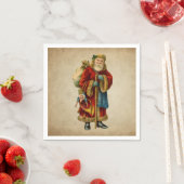 Vintage-kerstkerstbejaarde wereldkerstbedekking servet (Insitu)