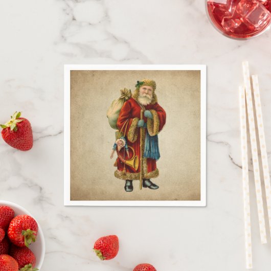 Vintage-kerstkerstbejaarde wereldkerstbedekking servet (Insitu)