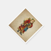 Vintage-kerstkerstbejaarde wereldkerstbedekking servet (Hoek)