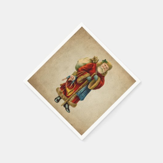 Vintage-kerstkerstbejaarde wereldkerstbedekking servet (Hoek)