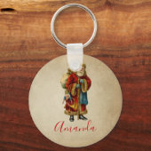 Vintage-kerstkerstbejaarde wereldkerstbedekking sleutelhanger (Voorkant)