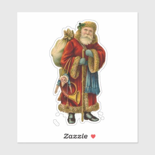 Vintage-kerstkerstbejaarde wereldkerstbedekking sticker (Vel)